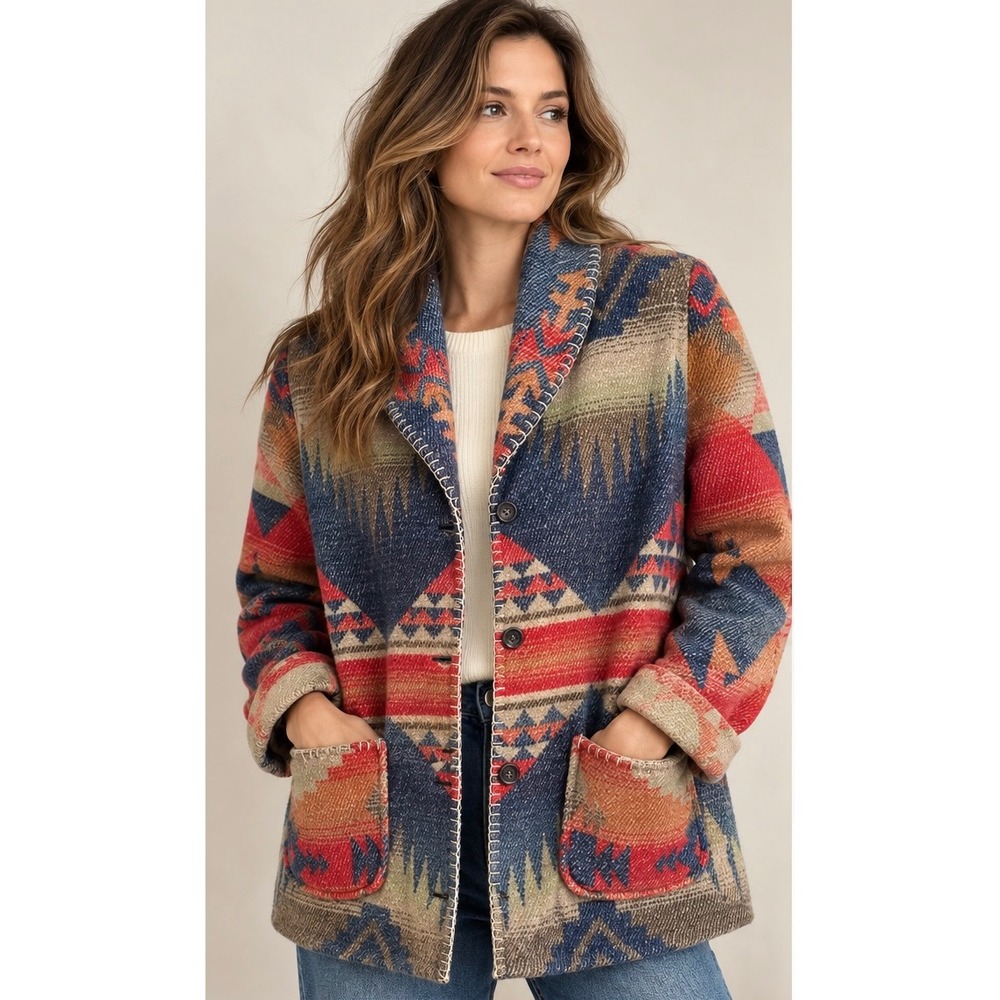 Vintage The Territory Ahead Made in Italy Southwestern Blanket Coatigan Jacket